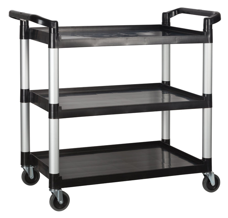 Winco UC-3019K - Utility Cart, 40.75" x 19.5" x 37.375"H, 3 Tier, Black Plastic