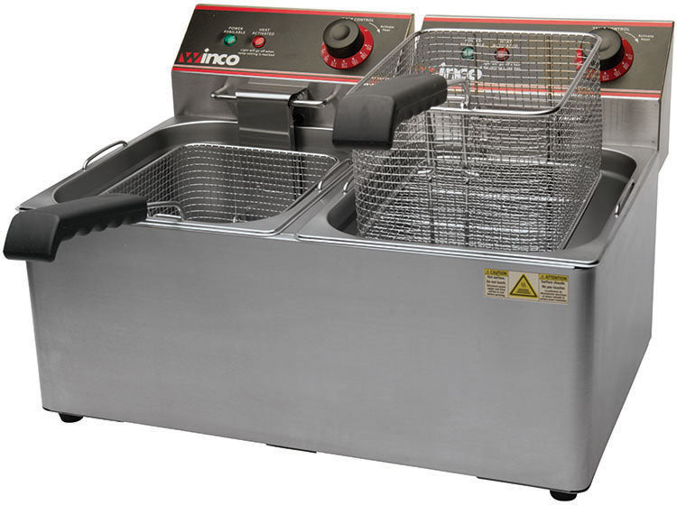 Winco EFT-32 – Electric Countertop Deep Fryer, Twin Tank, 32 lb Capacity, 120V