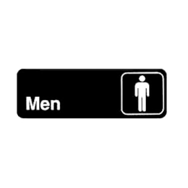 Winco SGN-311 - Men Restroom Sign, 3" x 9", Black / White Plastic