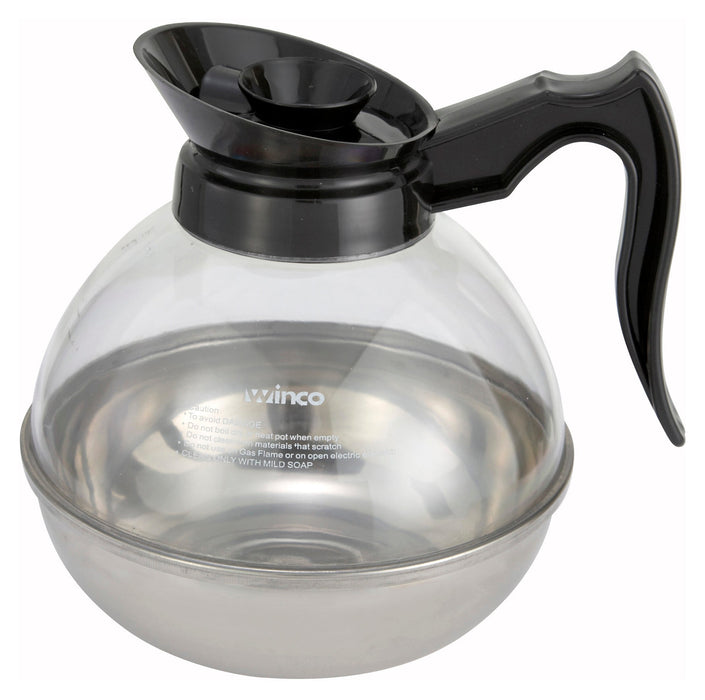 Winco CD-64K - Coffee Decanter, Plastic Body, Stainless Steel Base, Black Handle