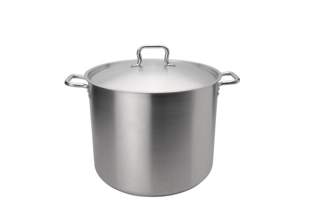 Browne 5733932 – Elements Stock Pot, 32 Qt, with Lid, Stainless Steel