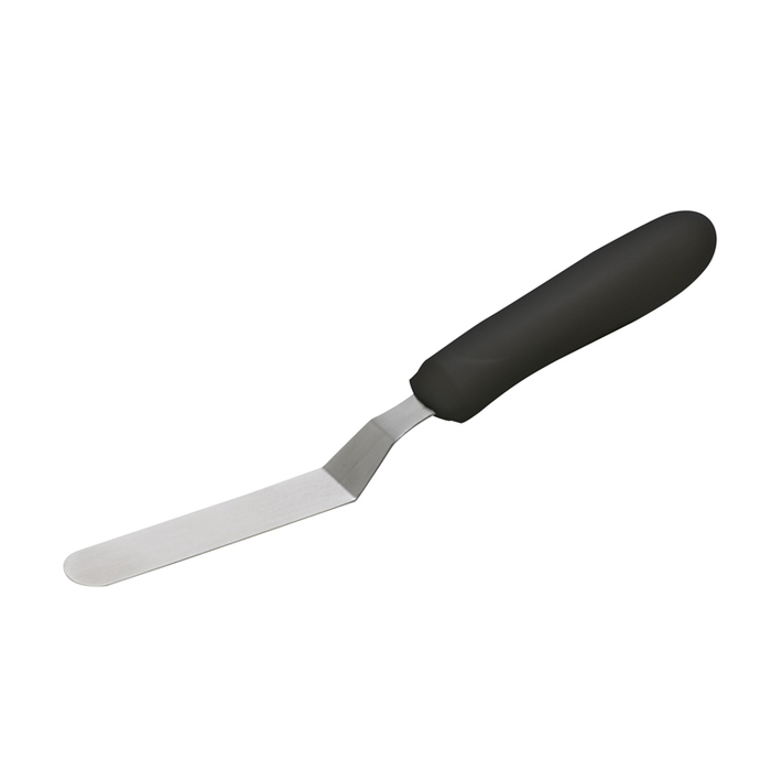 Winco TKPO-4 – Offset Spatula, 3.5" x 0.75", Ergo Handle, Stainless Steel, Black