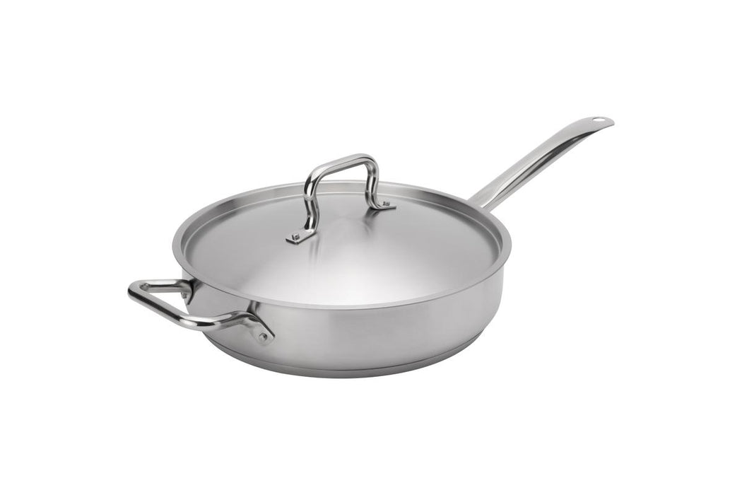 Browne 5734185 – Elements Saute Pan, 5qt, with Lid, Stainless Steel