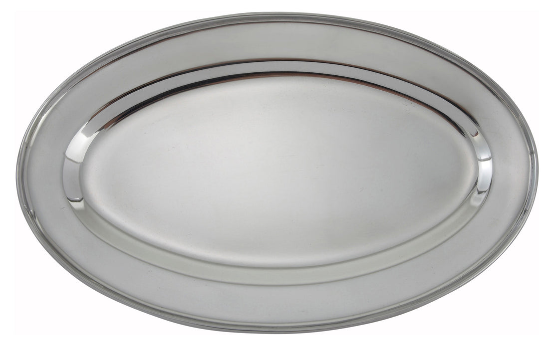 Winco OPL-12 - 12" Oval Platter, Stainless Steel