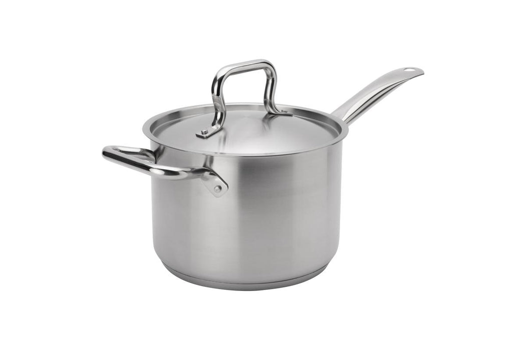 Browne 5734034 – Elements Sauce Pan, 4.5 qt with Lid, Stainless Steel