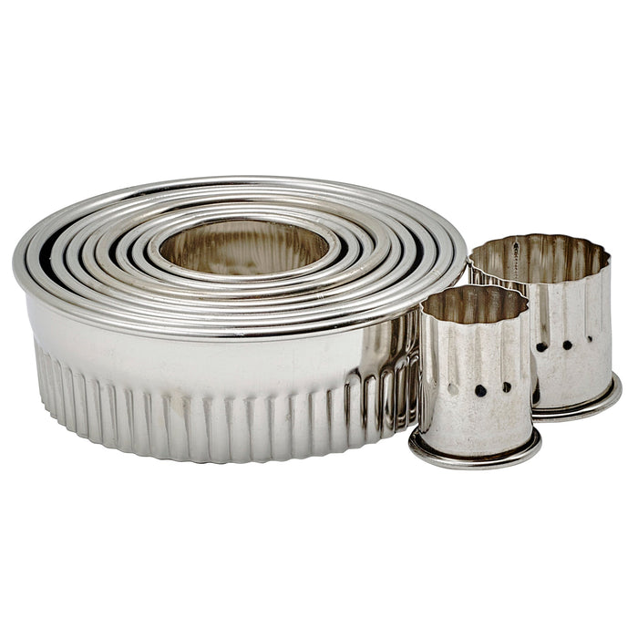 Winco CST-1 - Cookie Cutter Set, 11-Piece, Fluted Round, Stainless Steel