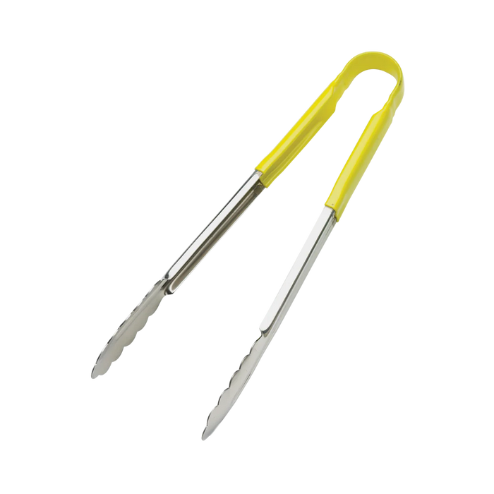 Browne 5512YL – Tongs, 12", Yellow Coated Handle, Stainless Steel