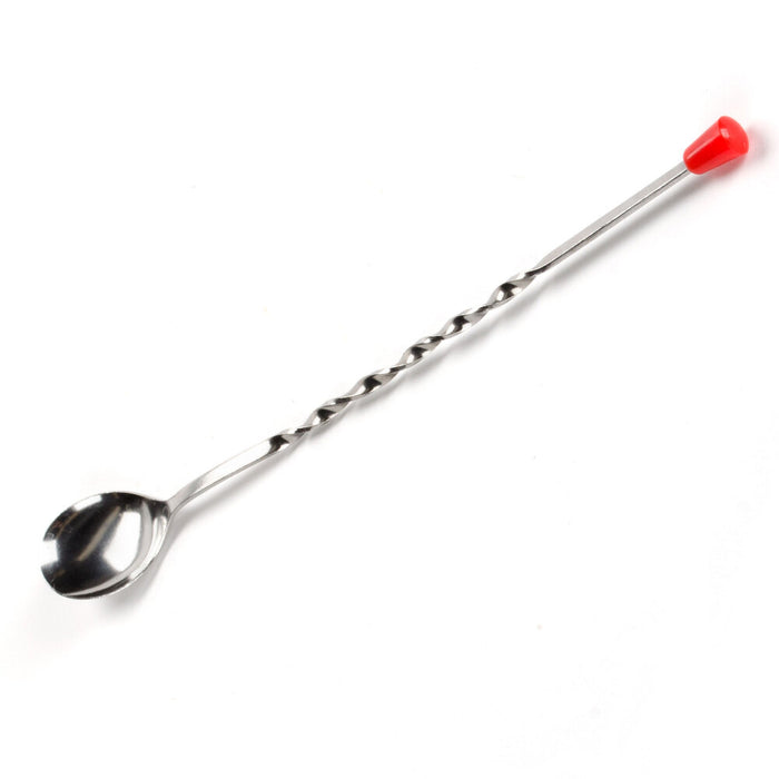 Browne 57501 – Bar Spoon, 11", Twisted Shaft, Red Tip, Stainless Steel