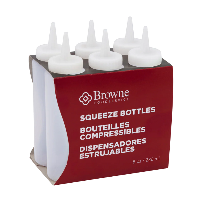 Browne 57800800 - Squeeze Bottle 8oz, Clear, Pack of 6