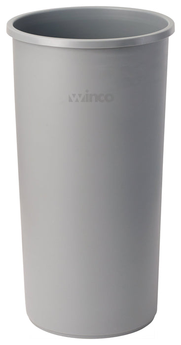Winco PTC-R22G - Round Trash Can, 22 Gallon, Gray Plastic