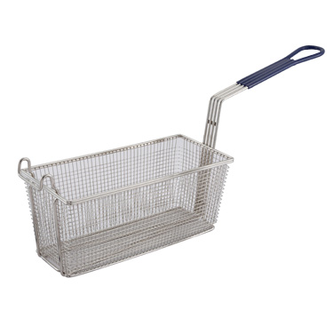 Winco FB-20 - Fry Basket, 13.25" x 5-5/8" x 5-5/8", Blue Handle, Nickel-Plated