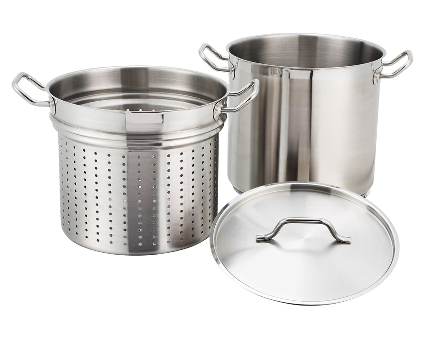Winco SSDB-12S - Steamer & Pasta Cooker Set, 12 Qt, Stainless Steel