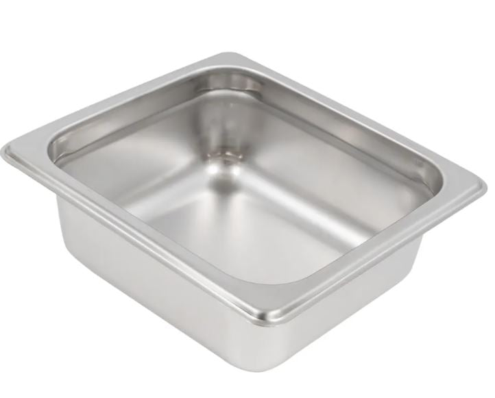 Browne 5781602 – Steam Pan, 1/6 Size, 2.5" Deep, Stainless Steel