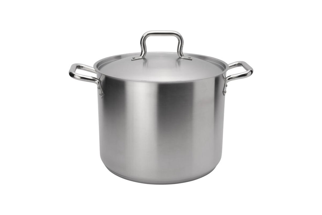 Browne 5733924 – Elements Stock Pot 24 Qt, with Lid, Stainless Steel