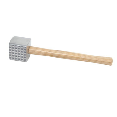 Winco MT-4 - Meat Tenderizer, 3" x 2.5", Two-Sided Aluminum Head, Wooden Handle