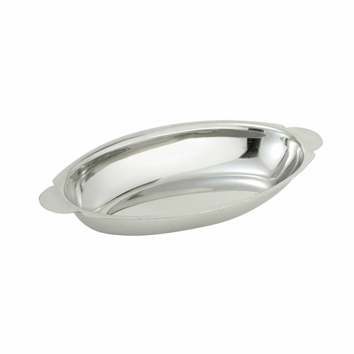 Winco ADO-8 - Au Gratin Dish, 8 oz, Oval, Stainless Steel