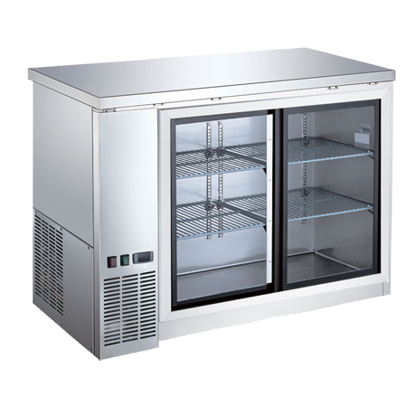 EFI CBBSGDS2-48CC - 48" 2 Glass Sliding Door Back Bar Cabinet Refrigerator S/S
