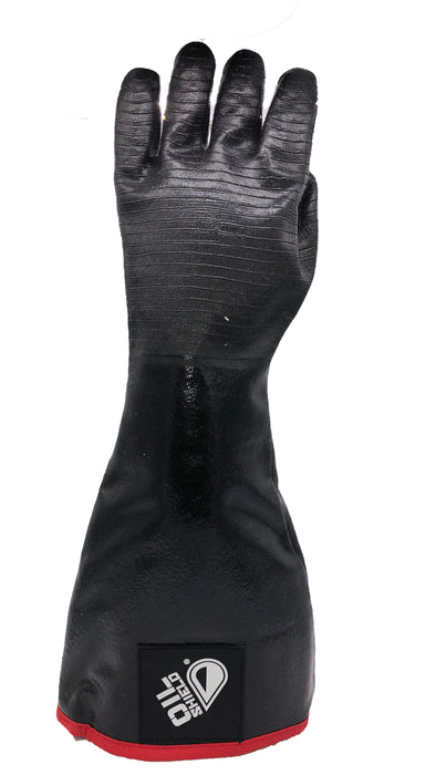 Golden Protective 99215 - Ol Shield 21" Fryer Gloves, Black w/ Red Strip