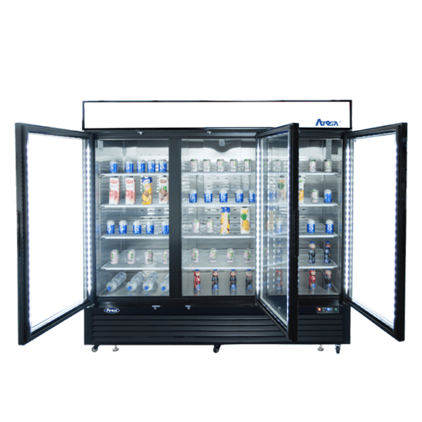 Atosa MCF8724GR - 82" 3 Glass Door Merchandiser Refrigerator Black