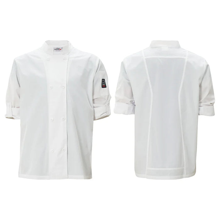 Winco UNF-12WL - Chef Jacket, Large, Roll-Tab Long Sleeve, Ventilated, White