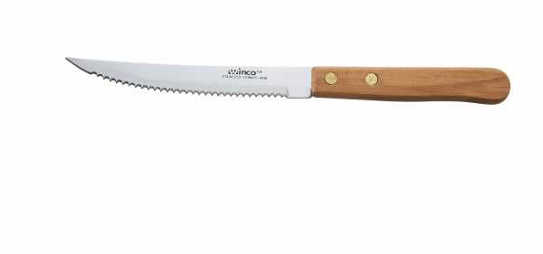 Winco K-45W - 4.5" Steak Knife, Pointed Tip, Wooden Handle