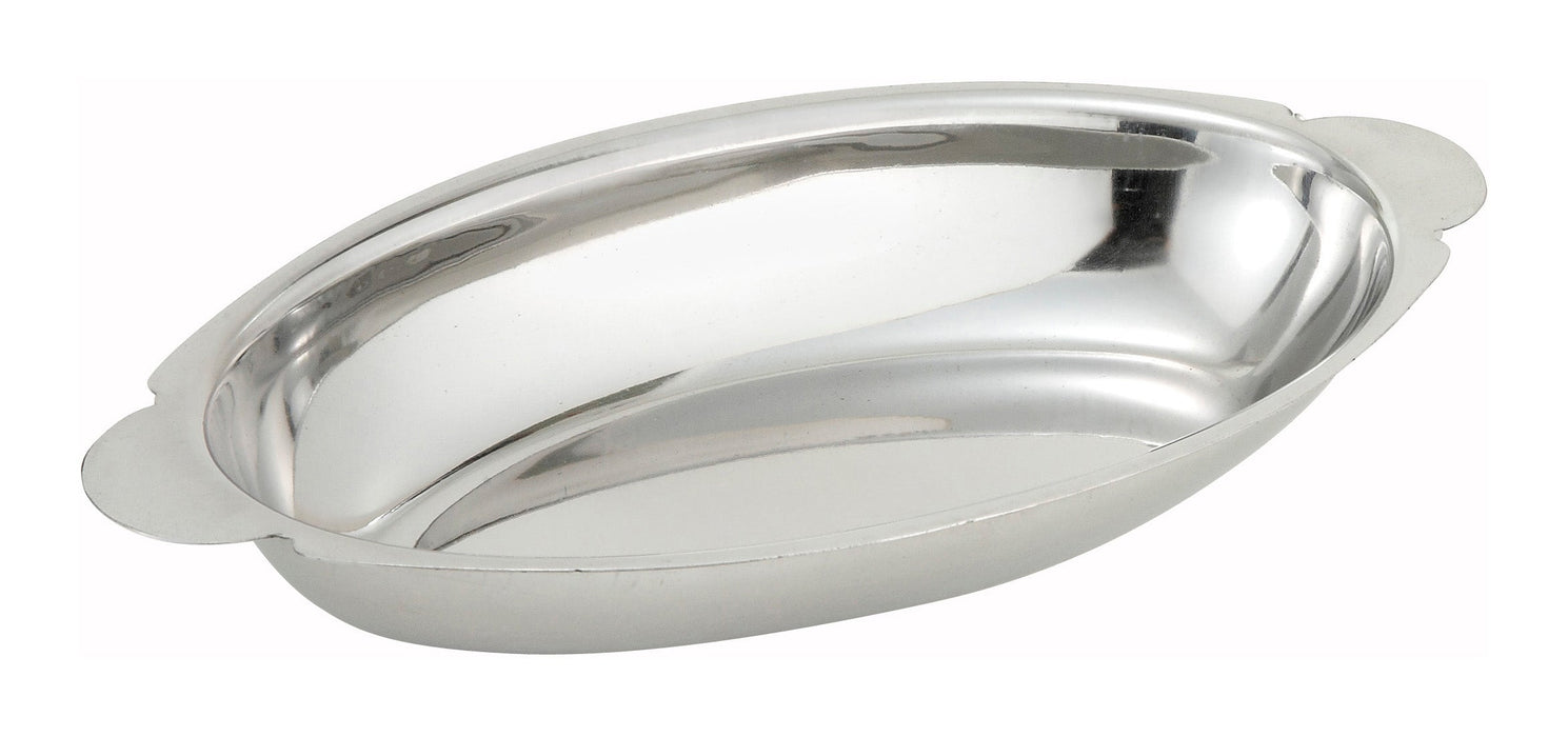 Winco ADO-20 - Au Gratin Dish, 20 oz, Oval, Stainless Steel