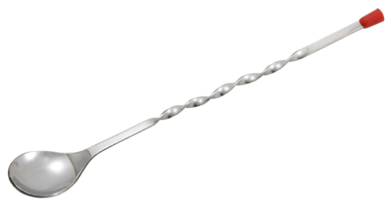 Winco BPS-11 - Bar Spoon, 11", Red Knob, Stainless Steel