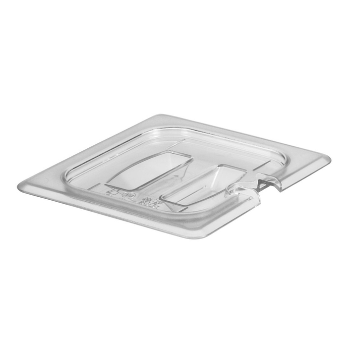 Cambro 60CWCHN135 - Camwear Food Pan Cover w/ Handle, 1/6 Size, Notched, Clear