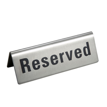 Winco RVS-4 - Reserved Sign, 4.75" x 1.75", Stainless Steel
