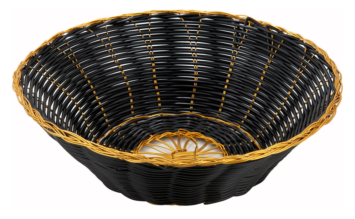 Winco PWBK-8R - Bread Basket, Woven, Black and Gold, Polypropylene